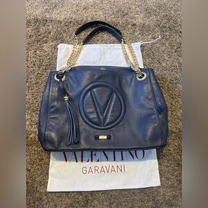 Valentino Garavani Navy Leather Shoulder Bag